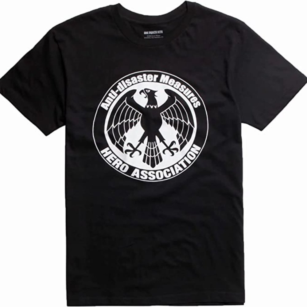 One Punch Man Mens Anti-Disaster Measures Hero Association Black T-Shirt New M